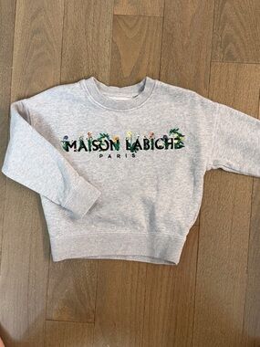 Maison Labiche Kids Light Gray Floral Logo Sweatshirt